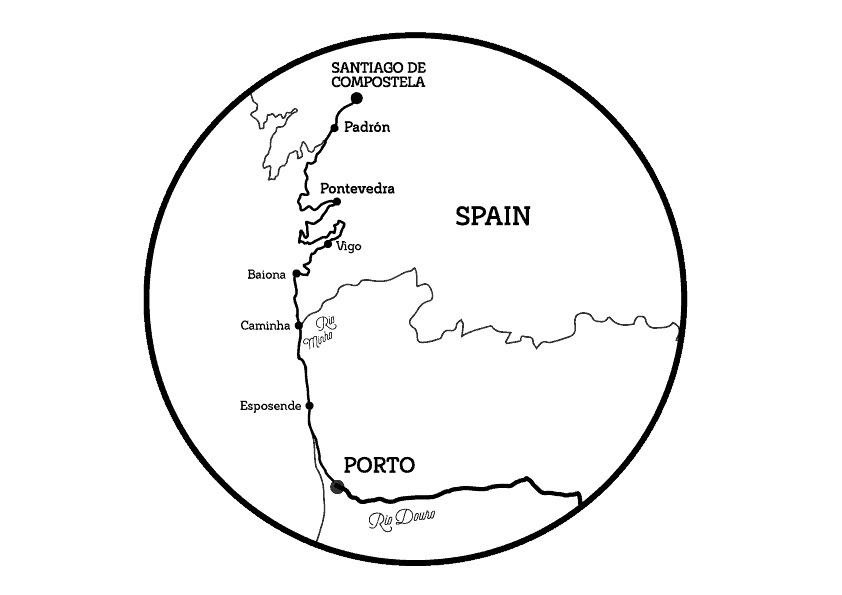Bike Tour in the Portuguese Camino by the Coast from Porto map