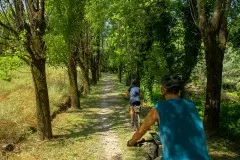 Ride by dedicated, smooth cycle paths alongside the Vez and Lima rivers