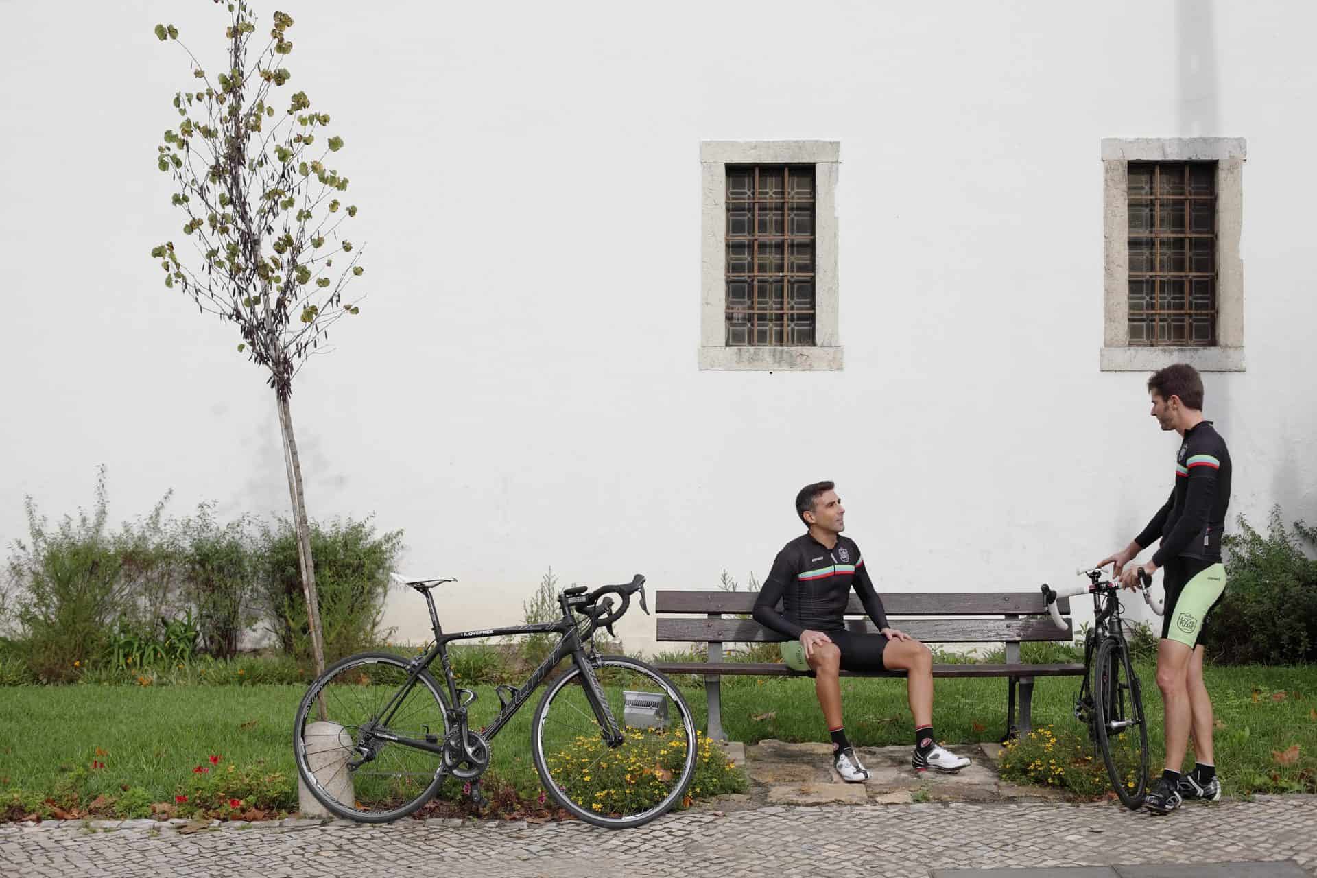 road cycling bike tour bench