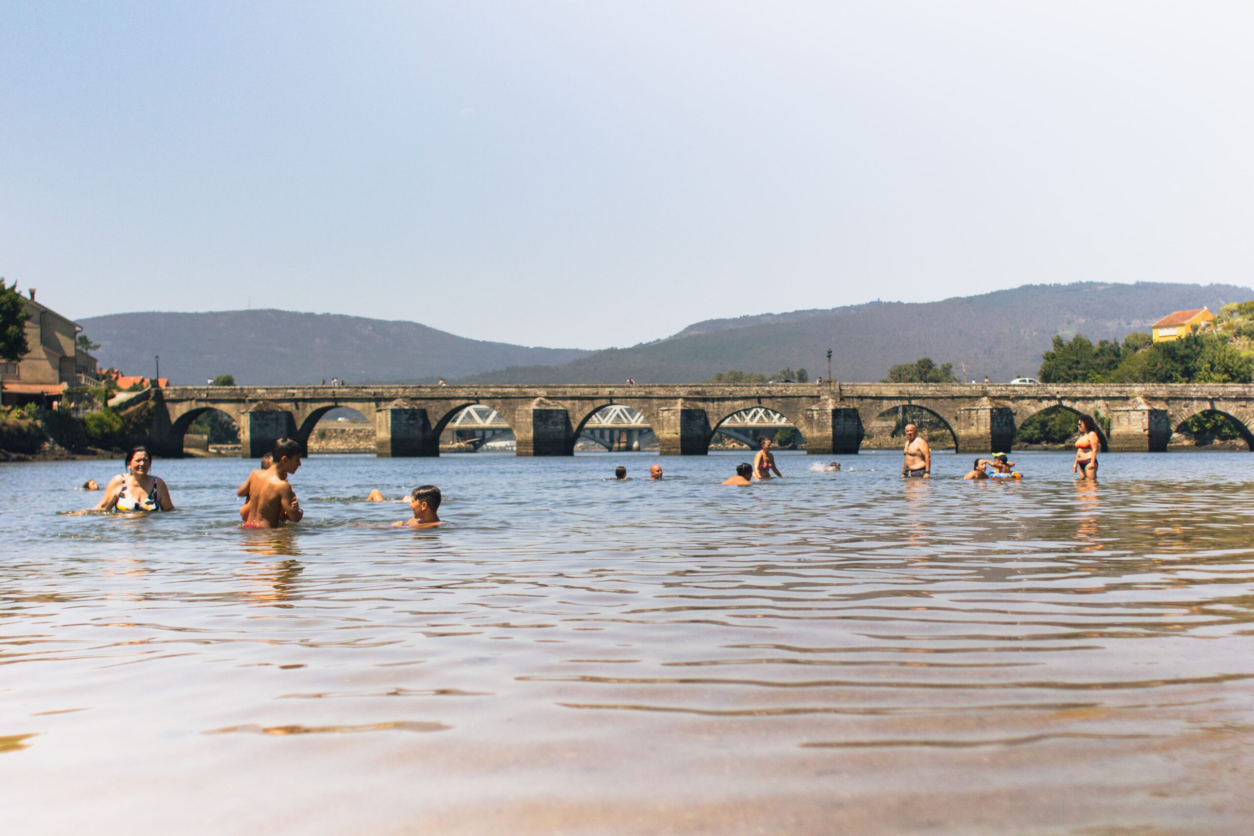 cycling by Ponte Sampaio in the Portuguese Camino