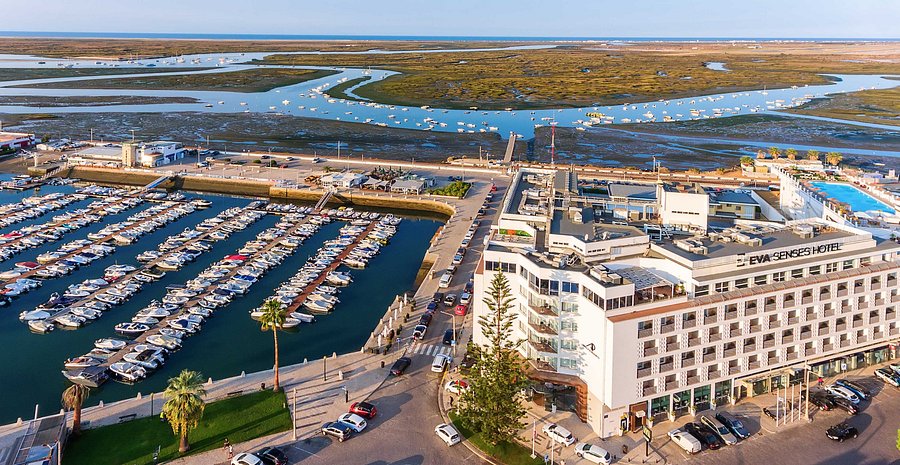 Hotel Eva Senses overlooking the marina and Ria Formosa lagoon in Faro